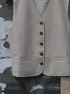 INTO THE EAST 2025 Autumn/Winter Ivory White Textured V-neck Vest/Lantern Pants ITE-E1DGAW100IY20VE-XYB Vest